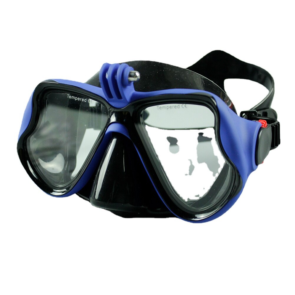 Scuba Duikbril Met Camera Mount Duiken Glazen Anti-Fog Gehard Glas Zwembril 3/4 +/5 Voor freediving Snorkelen: Blue frame black