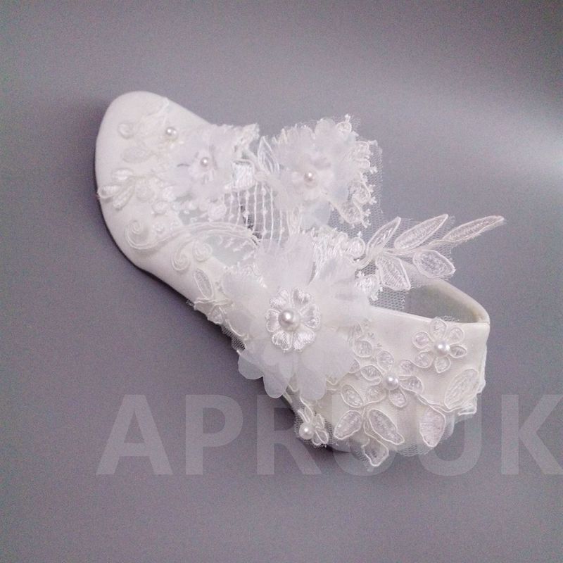 3Cm Wiggen Hak Wit Kant Bloem Bruiloft Schoenen Bruid Handgemaakte Mooie Bruids Schoenen Bruidsmeisje Bloem Meisje Jurk Schoen