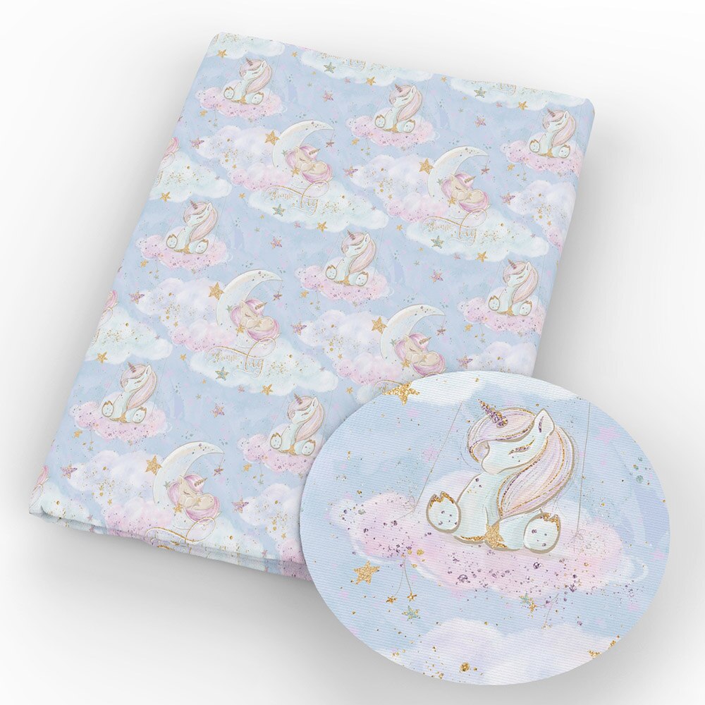 50*145cm Polyester&cotton Unicorn Printed Fabric Sewing Quilt Fabric DIY Patchwork Cloth Baby Clothes Bags Material,c8677: 1073211001