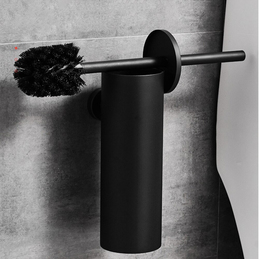 Toilet Brush Holder Black 304 Stainless Steel Storage Rack Wall Mounted Deodorant Splash Proof Bathroom Hardware Brush Holder