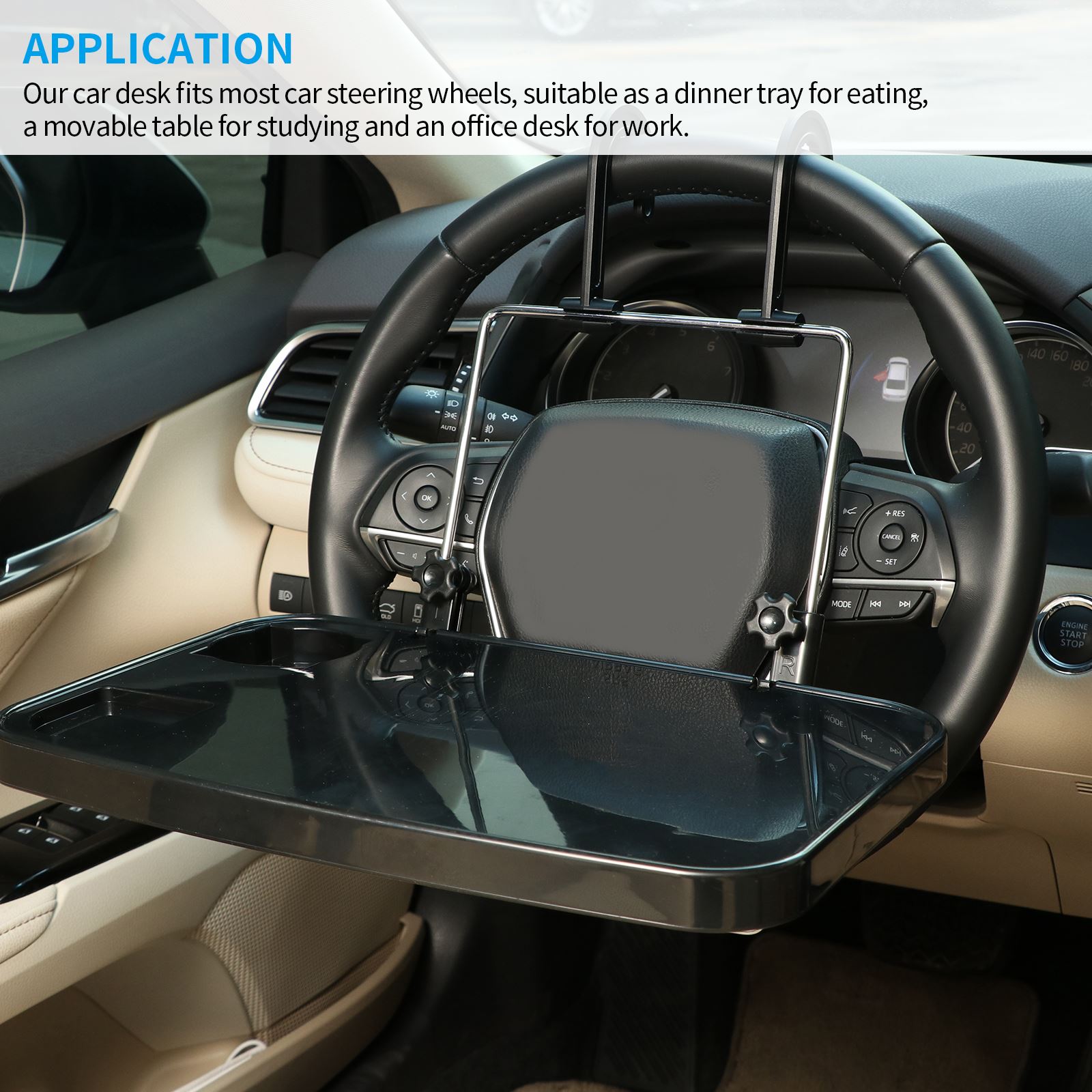 TiOODRE Car Steering Wheel Desk Multifunctional Portable Car Laptop Desk Practical Car Storage Tray for Eating Study Work