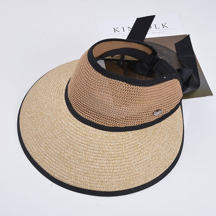 Chapeaux de soleil pour les femmes chapeau d'été chapeau de paille visière décontracté large bord disquette pliable solide été soleil plage chapeau T424