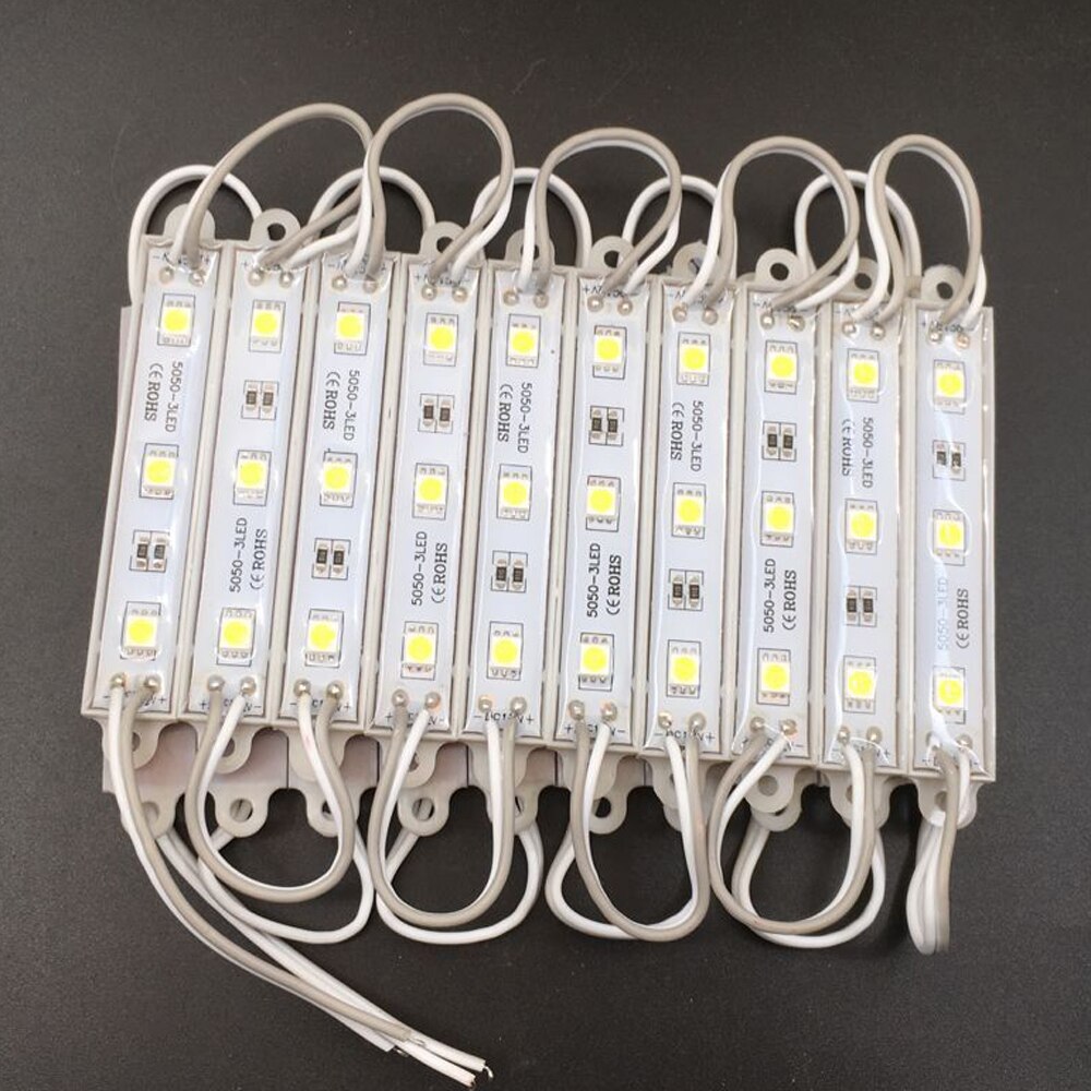 20Pcs 5050 Smd 3Leds Led Module Wit/Warm Wit Waterdichte Licht Reclame Lamp Dc 12V