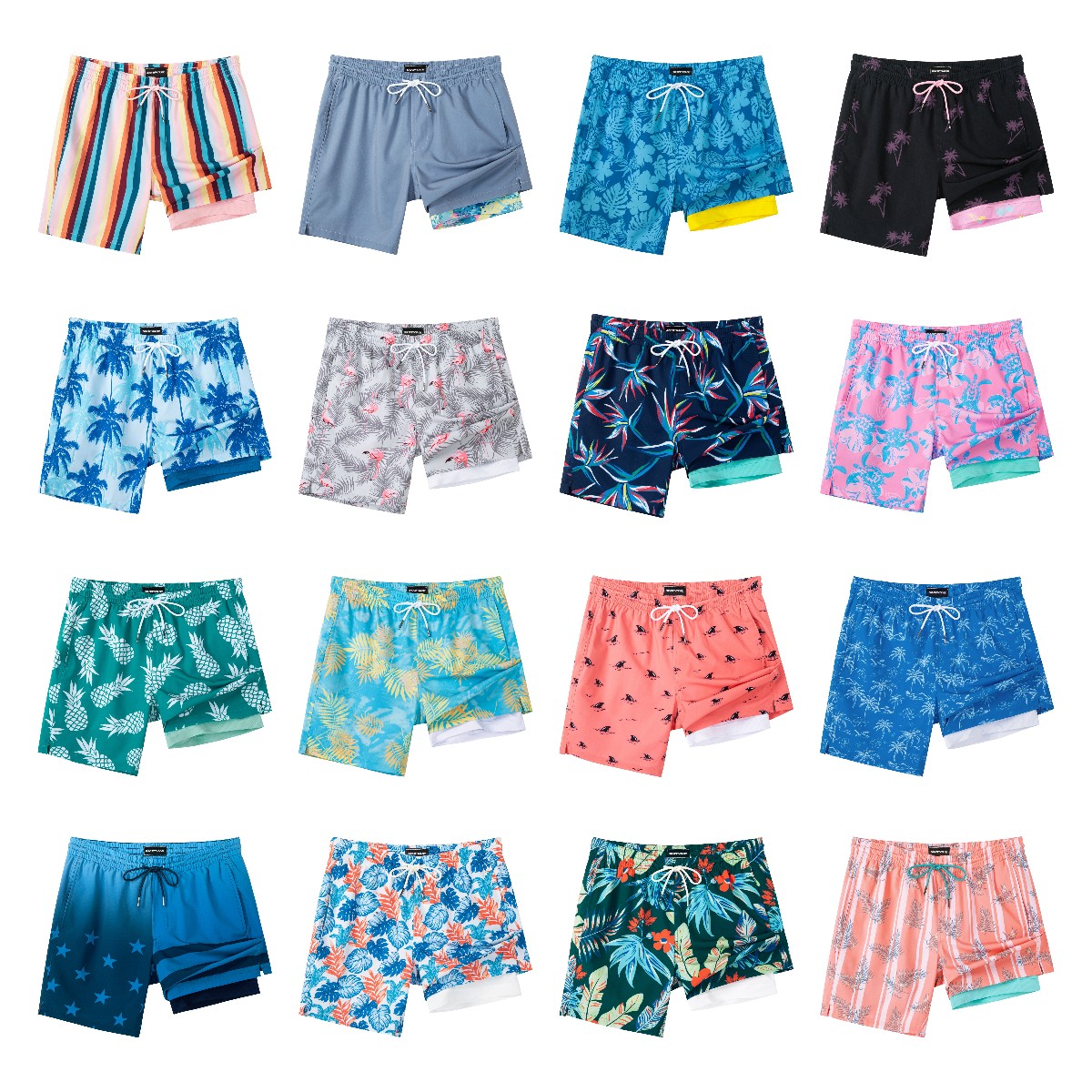 SURF CUZ Mens Swim Trunks with Compression Liner Quick Dry Swim Shorts 7" Swimming Trunks Stretch Bathing Suit Boardshorts