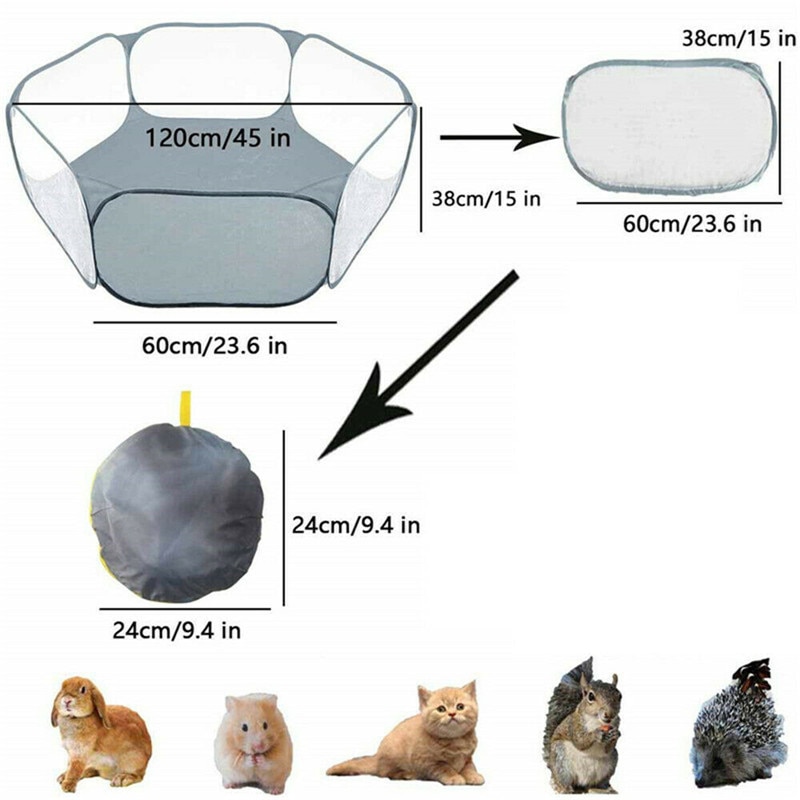 Bärbar husdjursbur tält lekhage andas djur hamster valp katt kanin hopfällbar lekplats staket