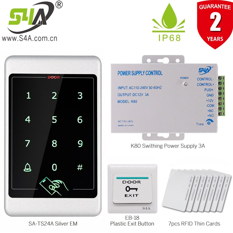 S4A RFID Access Control Standalone Controller Keypad Keyboard System Waterproof Door Lock Opener Card Reader: A
