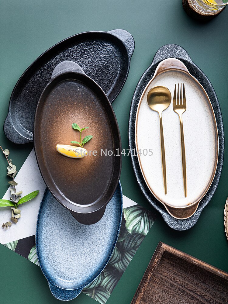 Fish Plate Ceramic Steamed Fish Plate Fish Plate Household Chopped Pepper Fish Head Special Plate Large Fish Plate