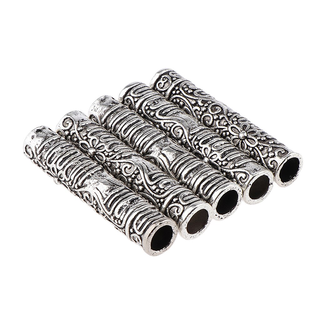 5Pcs Dreadlocks Beads Alloy Dread Locks Silver Metal Cuffs Hair Decoration Braiding Hair Jewels for Hairdressing,Hairstyle
