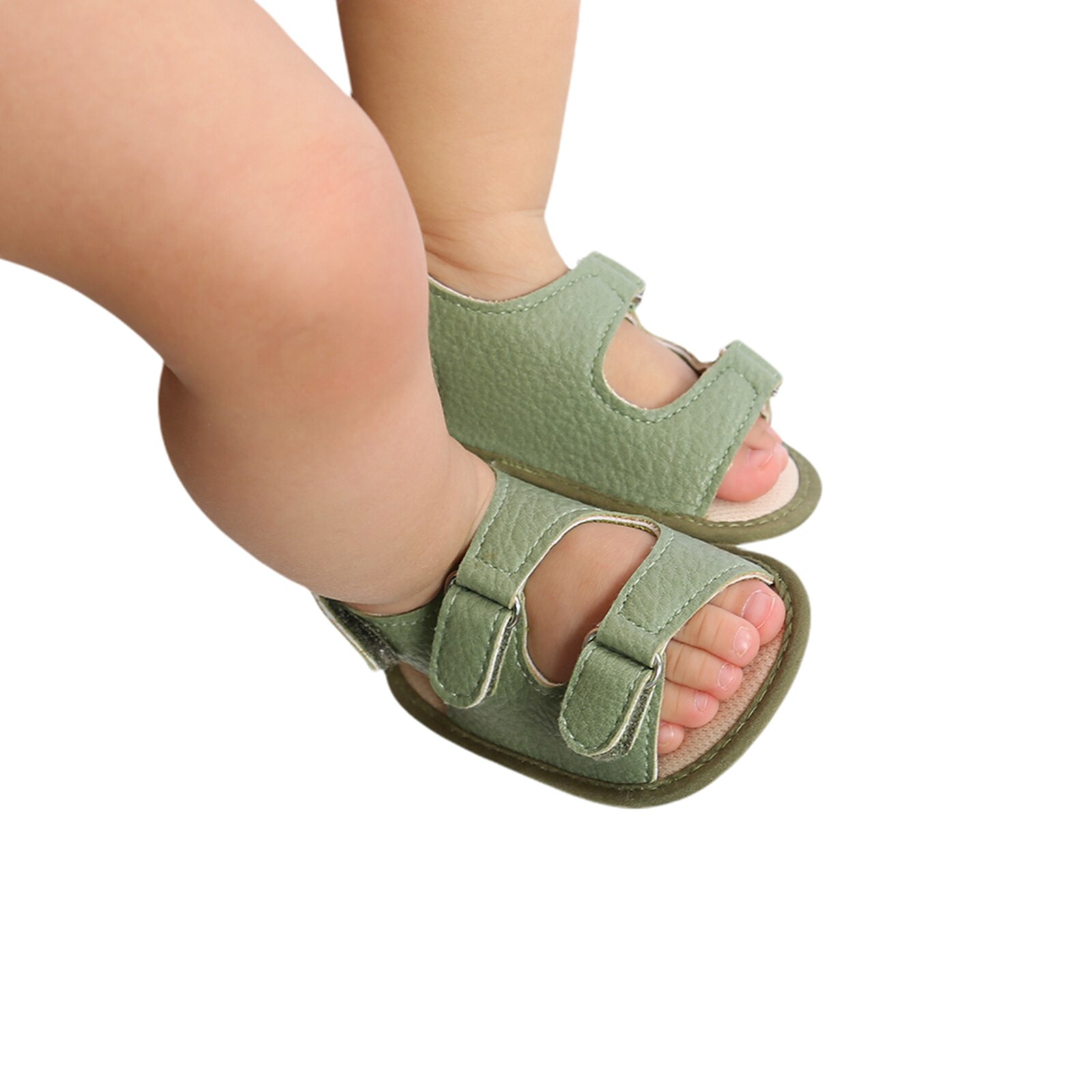 Sandales d'été en cuir pour bébés garçons et filles de 0 à 18 mois, chaussures à semelle antidérapante, couleur unie, première marche