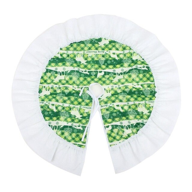 60CM Christmas Tree Skirt Deer Pattern Cover Decoration Supplies Small Size: green deer