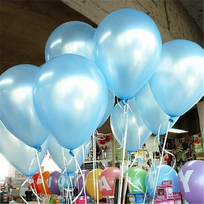 100pcs Gold red pink blue Pearl Latex balloons Wedding Party balloon Birthday Balloons Globos Party Supplies: Sky Blue