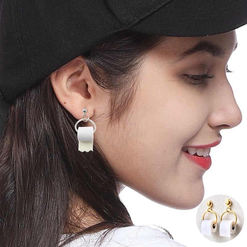 Creativo rotolo di carta 3D orecchini pendenti ragazze orecchini pendenti geometrici orecchini da donna in carta igienica orecchini divertenti