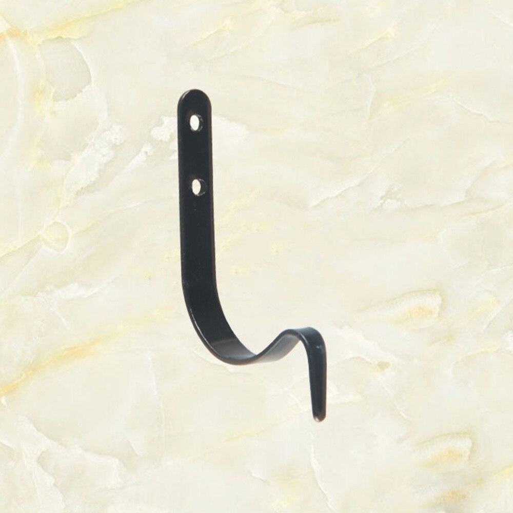 5pcs Metal Hanging J Shape Hooks Household Living Room Bedroom Heavy-duty Hanger for Hats Clothes Props with Screws (Black)