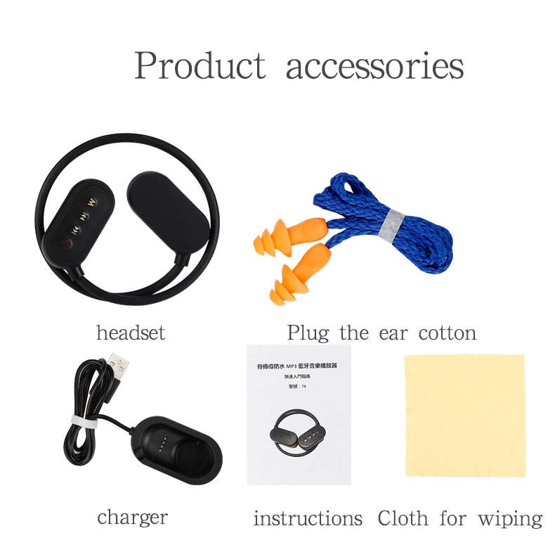 Opgrader musik hifi  mp3 afspillere ipx 8 vandtæt svømning bluetooth og  mp3 knogle lednings headset kører fitness