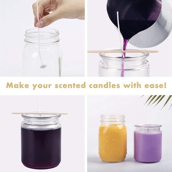 Kaars Maken Kit Diy Kaarsen Ambachtelijke Gereedschappen Met Kaars Maken Gieten Pot En Lepel, 100 Stuks Kaars Wieken En Kaars Wieken Sticker,