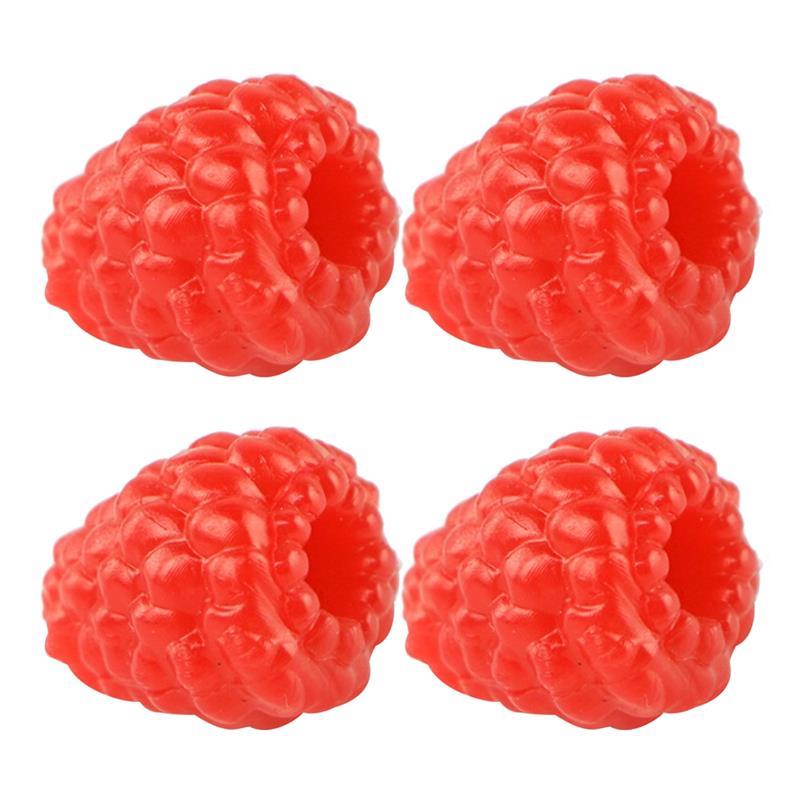 Simulation artificielle fausse fraise décoration de fête à domicile Fruits artificiels réalistes photographie accessoires Kits accessoires 4 pièces: Red