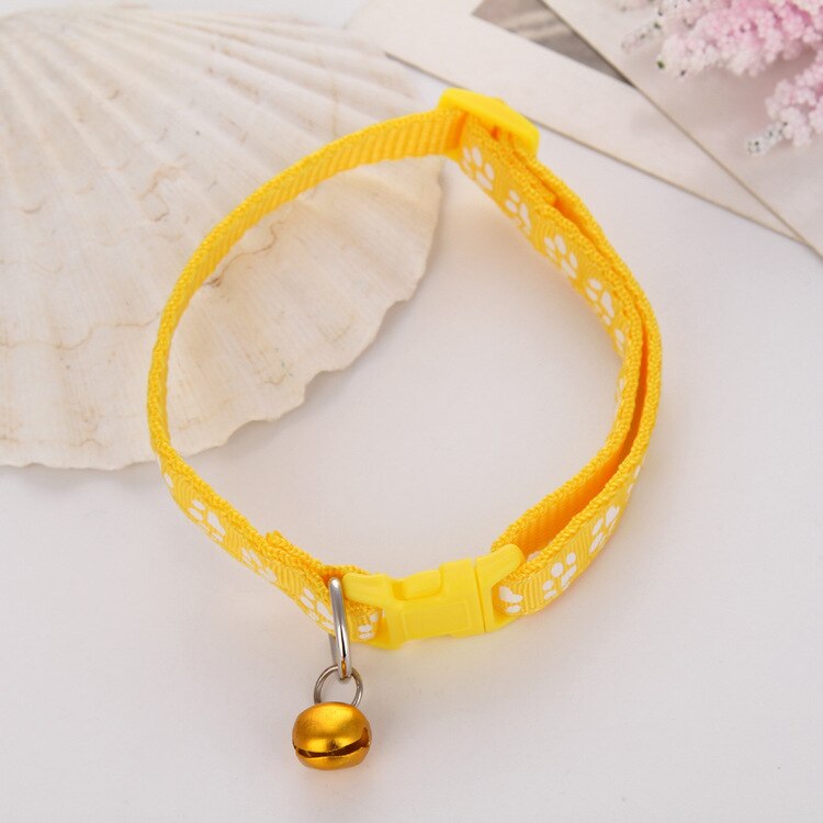 Kat Halsband Met Bel Verstelbare Gesp Halsband Kat Puppy Dierbenodigdheden Kat Hond Accessoires Hond Puppy Kat Kraag: YELLOW