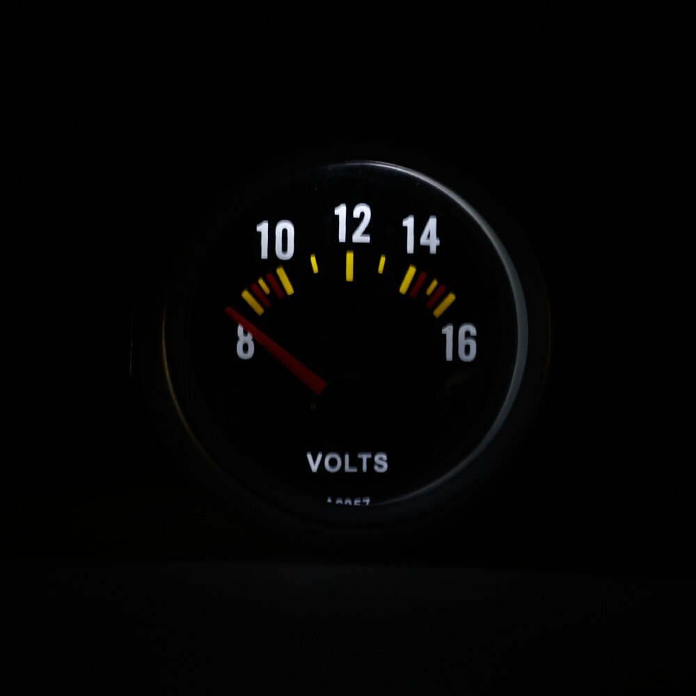 Cnspeed 52mm 8-16v bil auto volt meter gauge universel kulfiber bil voltmeter spændingsmåler hvid led kulfiber  yc100037