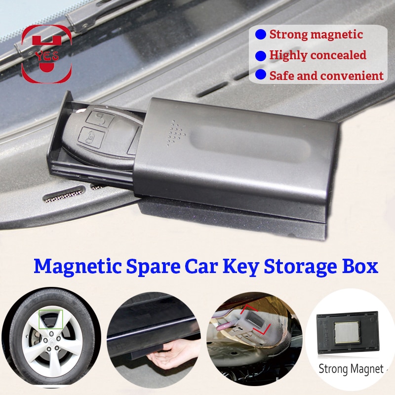 Caja fuerte magnética para llaves de coche, caja de seguridad portátil con soporte para cerradura de llave, imán para almacenamiento al aire libre para casa, oficina, coche, camión, caravana, caja secreta