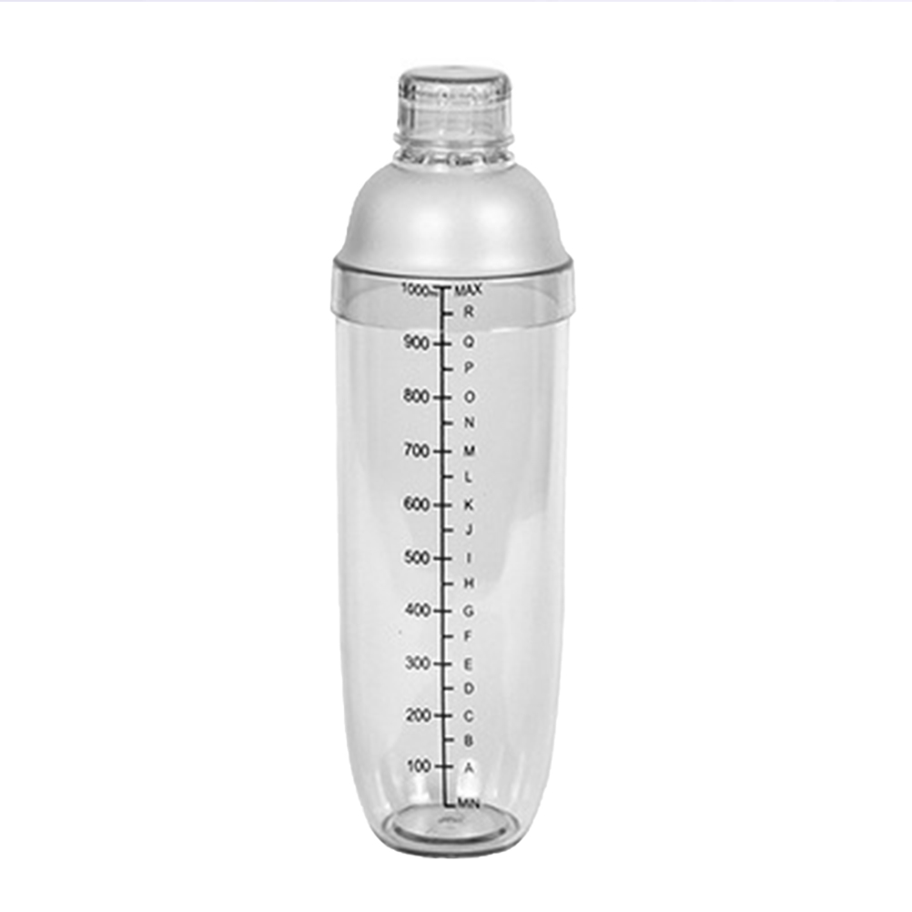 1PC Hand Shake Cup Cocktail Shaker Transparent Mixer Cup Clear Bar Shaker Wine Milk Tea Shaker Cup with Scale: 1000ml