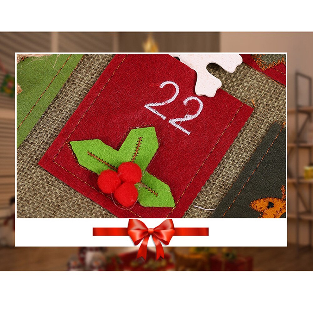 Christmas Advent Calendar Linen Xmas Tree Countdown Hanging Home Decor