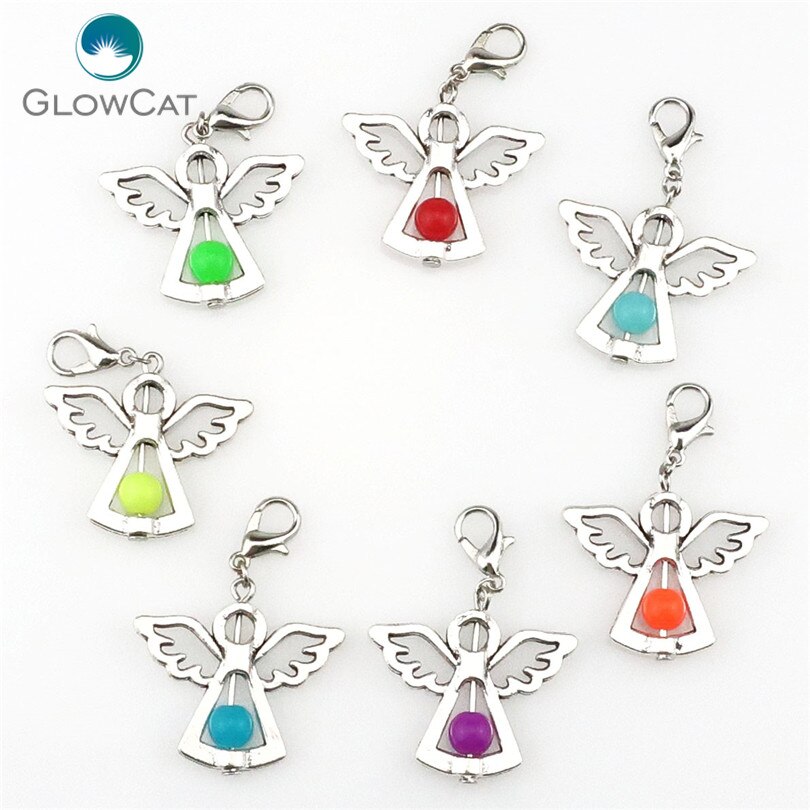 14 pçs encantos feitos à mão colorido acrílico grânulos charme anjo da guarda asas diy pingente para jóias 22526