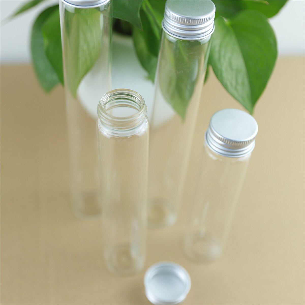 12 Stks/partij 60Ml/80Ml/100Ml/110Ml Glazen Flessen Aluminium Cap Leuke Jar Flesjes diy Craft Container Transparante Parfumflesjes