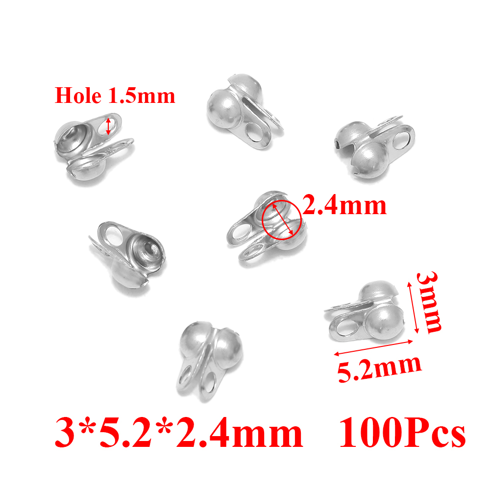 50–100 Stück Gold passend zu Edelstahl Kugelkette Calotte Crimps Perlen Verbinder Endverschlüsse für DIY Armbinde Halskette Herstellung: Champagner