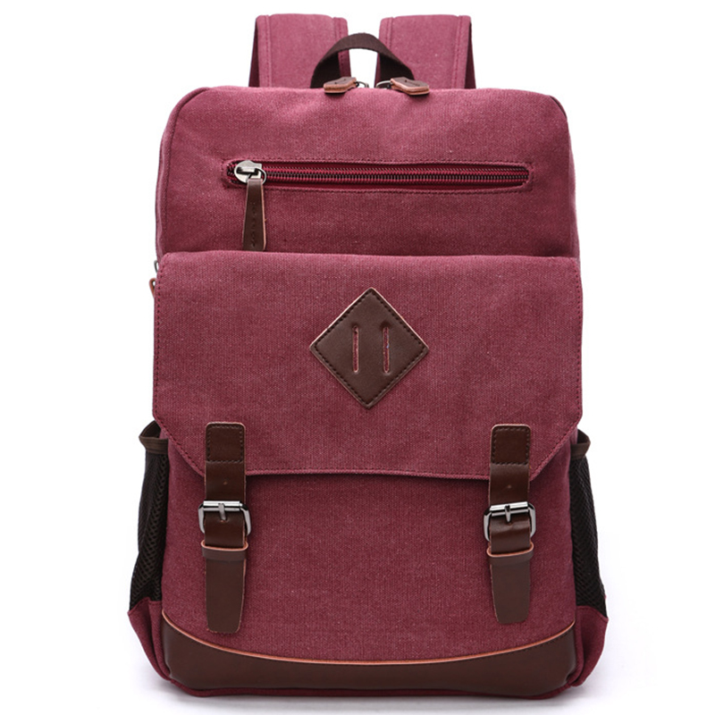 Mochila informal para hombre, Mochila Retro de lona para estudiantes universitarios, Mochila de viaje para hombre, bolsas multifunción para portátil, Mochila Vintage CG: Borgoña