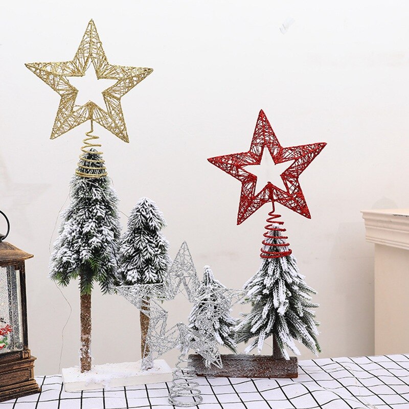 Kerst Ambachten Kerstboom Boom Top Ster Ijzeren Decoratie Props Holle Vijfpuntige Ster Boom Top Ster