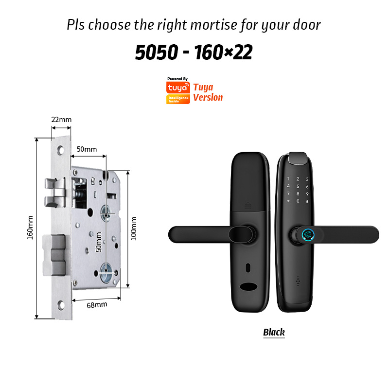 YRHAND H2 Tuya wif fingerprinti fechadura eletronica сейф password cerradura inteligente smart door lock: H2Ty-B160