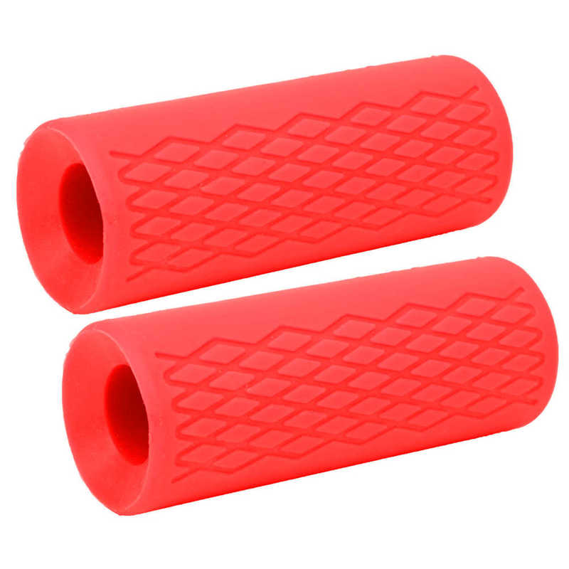 1Pair Barbell Dumbbell Bar Silicone Grid Handle Grips Adapter Sports Protective Gear dumbbell: Red