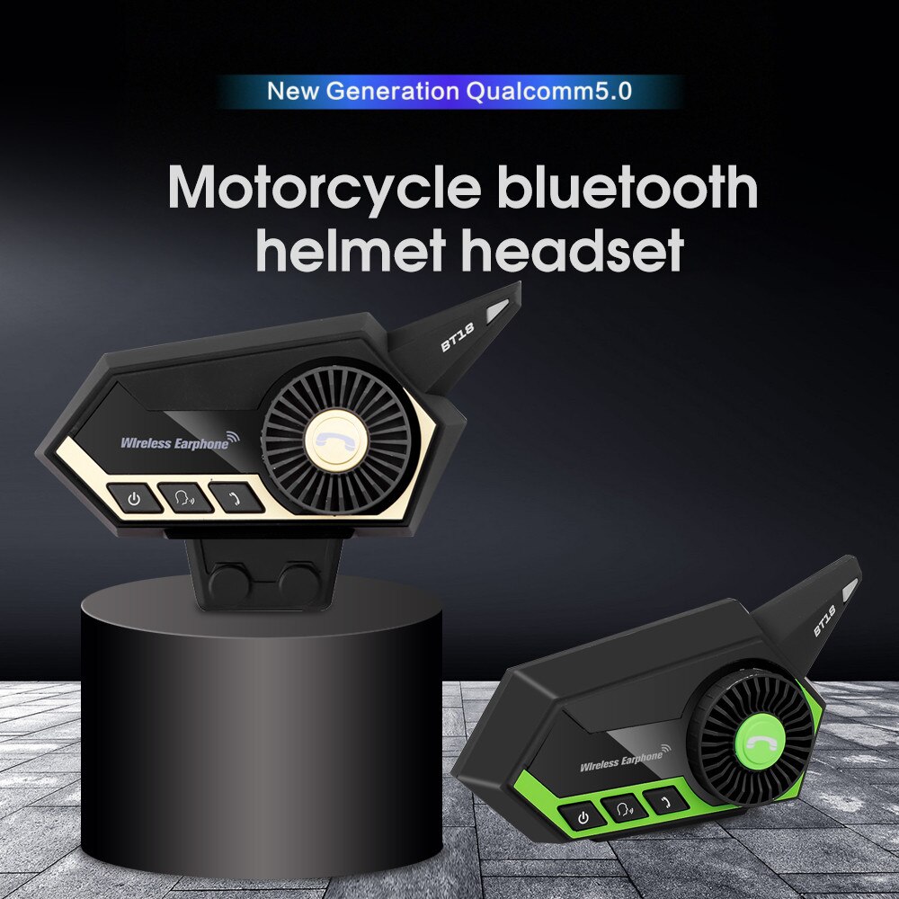 BT-18 Motorhelm Headset Bluetooth Intercom Motorbike Hoofdtelefoon Handsfree Call Bluetooth Intercom Headset