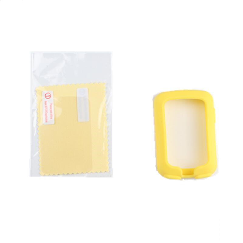 Borde de ciclismo al aire libre 820 funda protectora de goma de silicona para ordenador + película protectora para pantalla LCD para Garmin Edge 820: yellow