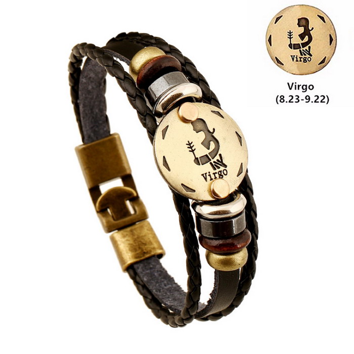 Lederen Armband Vrouwen Sieraden Leeuw Lederen Armbanden &amp; Bangles Charm Brons Legering Gesp Pulseras Mujer Sieraden voor Vrouwen: DK11508