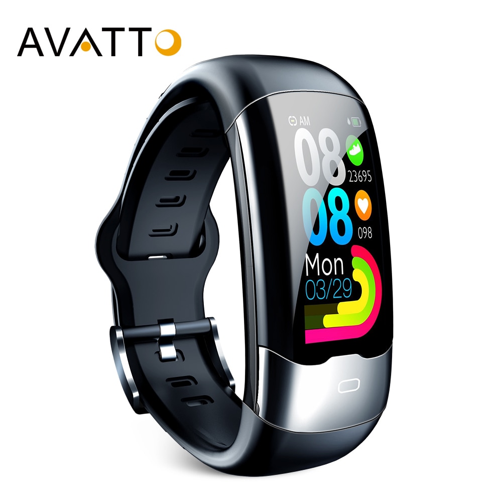 AVATTO ECG PPG HRV Smart Bracelet IP68 Waterproof Blood Pressure Oxygen Heart Rate Monitor Sport Tracker Men Women Wrist Band