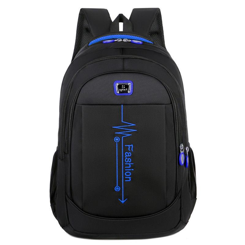 Men Backpack Laptop Teenager Boys Junior High School Bag Student Campus Back Pack Male Large Capacity Bagpack Female Backpack: Blue