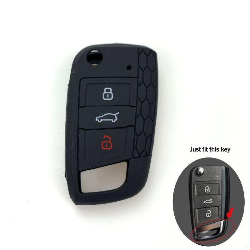 Funda de silicona para llave de coche, cubierta para Volkswagen Polo Passat B5 Golf 4 5 6 Jetta Mk6 Tiguan Cross Fox Plus Eos Scirocco Beetle: F type black