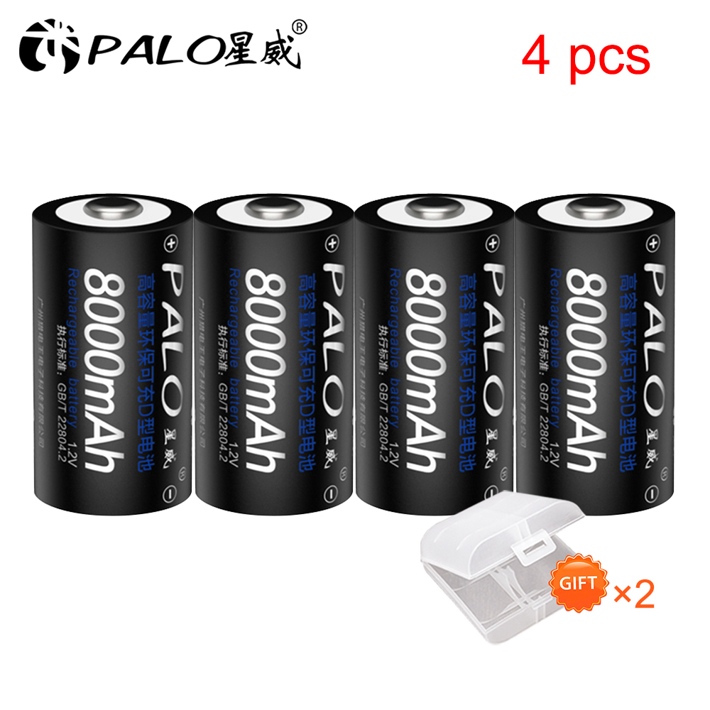 Batterie ricaricabili di dimensioni D LR20 Ni-mh 1.2V 8000mAh batteria con 16 fessura 1.2V AA AAA C D dimensioni Ni-mh Ni-CD caricabatteria: nero