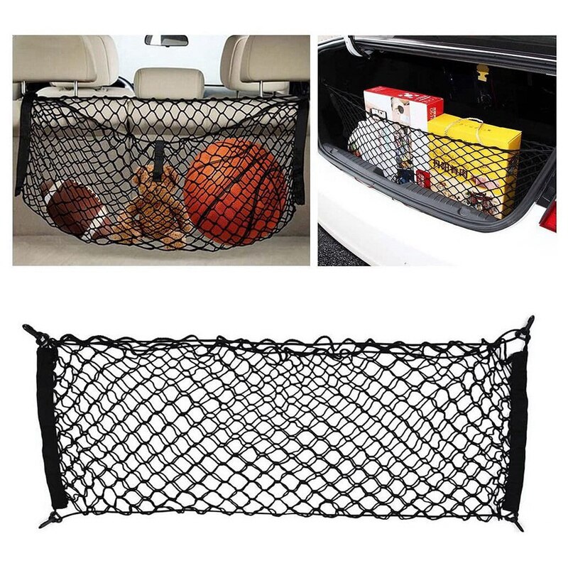 Universal bil bagageutrymme lastnät hållare elastisk mesh organizer lastbil suv 4 kroknät