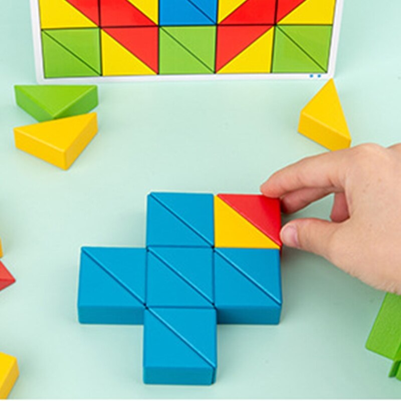 Houten 50 Blokken 10 Card Guide Set, Kinderen Creatief En Educatief Building J2HD