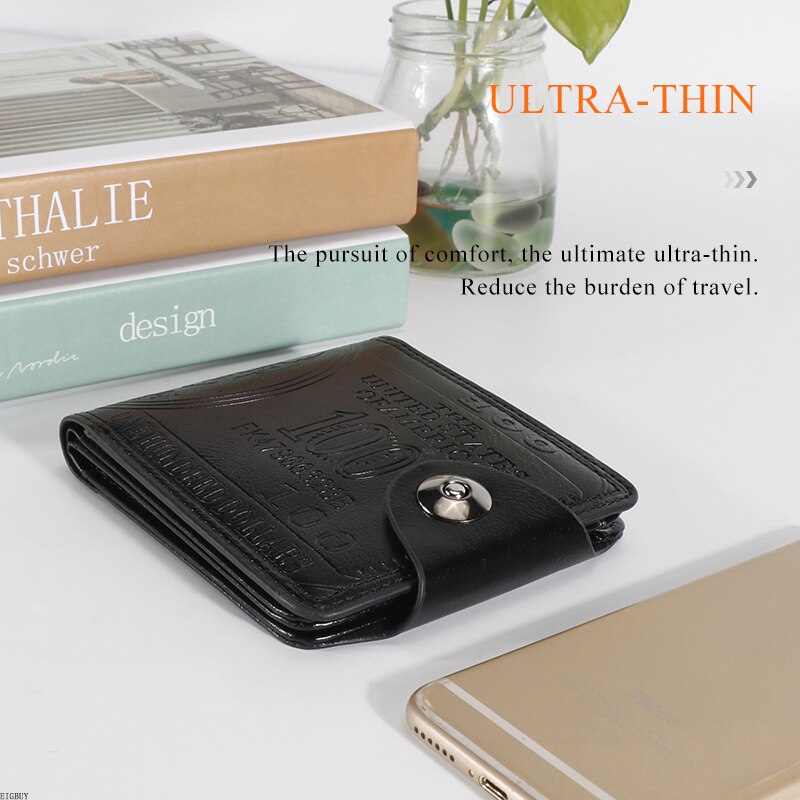 EIGBUY Leather Wallet Short Bifold Men Wallet Casual Soild Wallet with Coin Pocket Purses Male Wallets