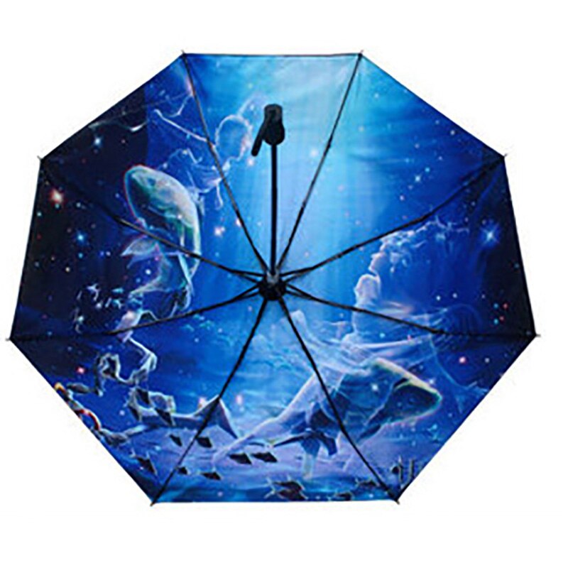 YADA 12 Constellation Pattern Folding Rainy Umbrella Anti-UV Rainproof Sun Protection Parasol Umbrellas Female YS015: Pisces