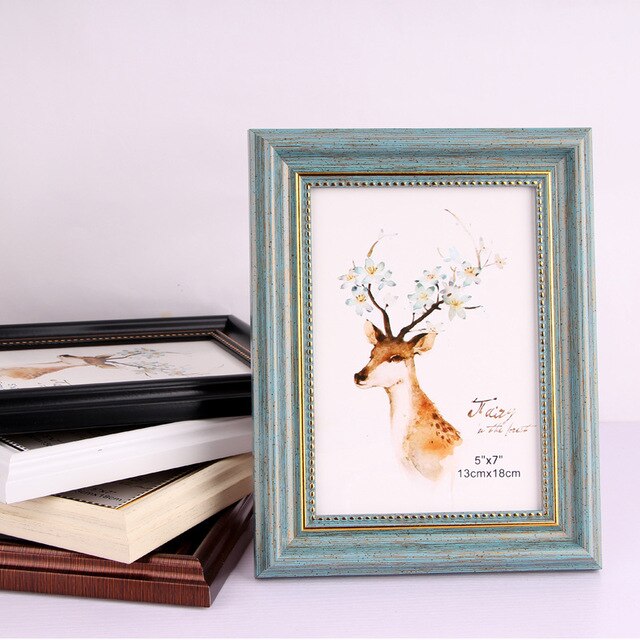 Rétro cadre Photo européen mariage peinture bois Table créative tenture murale à la main Vintage Rectangle Art maison décor: green / A4