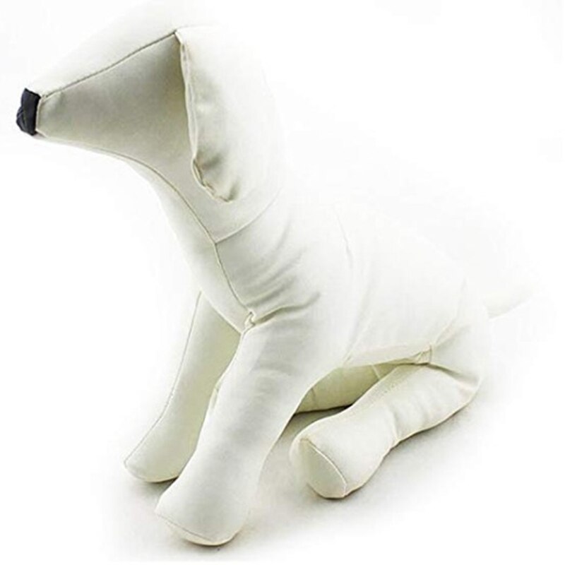 Læder hund mannequiner stående stilling hund modeller legetøj selskabsdyr butik display mannequin hvid / sort: Hvid l