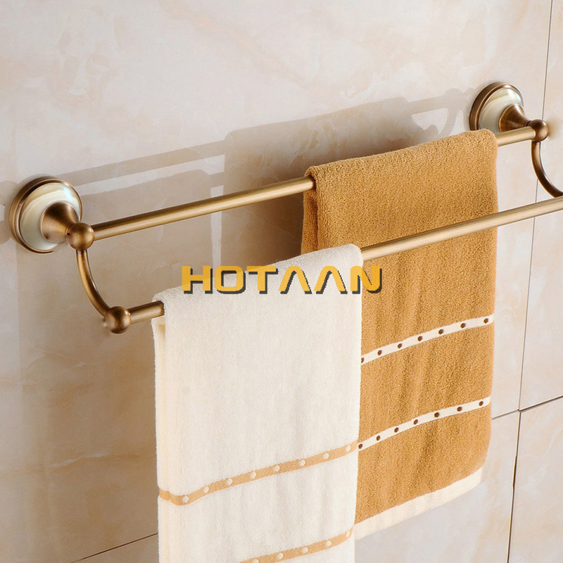 Antique Brushed Solid Brass Bathroom Accessories Sets European jade base Bathroom Hardware Sets Retro Bathroom Products: WHITE