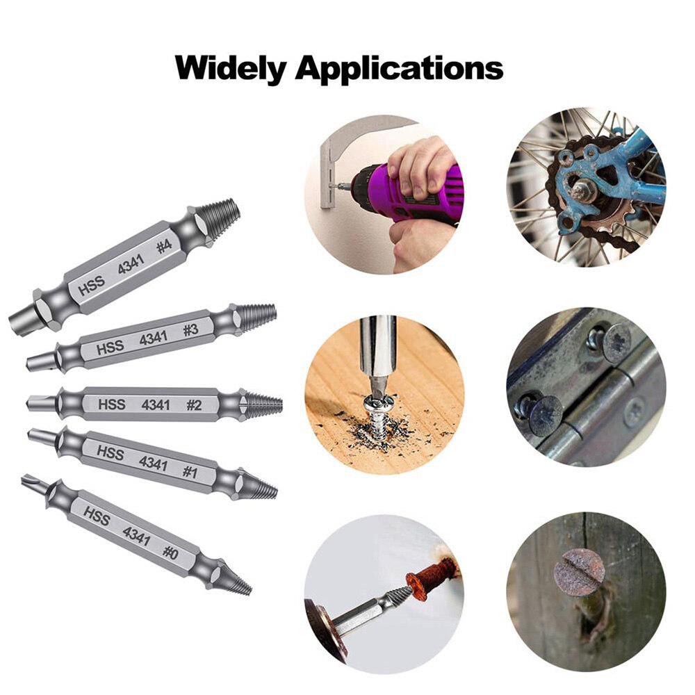 Double-Head Screw Extractor Set Broken Bolt Remover Easy Stripped Broken Rusted Unscrew Deck Screws