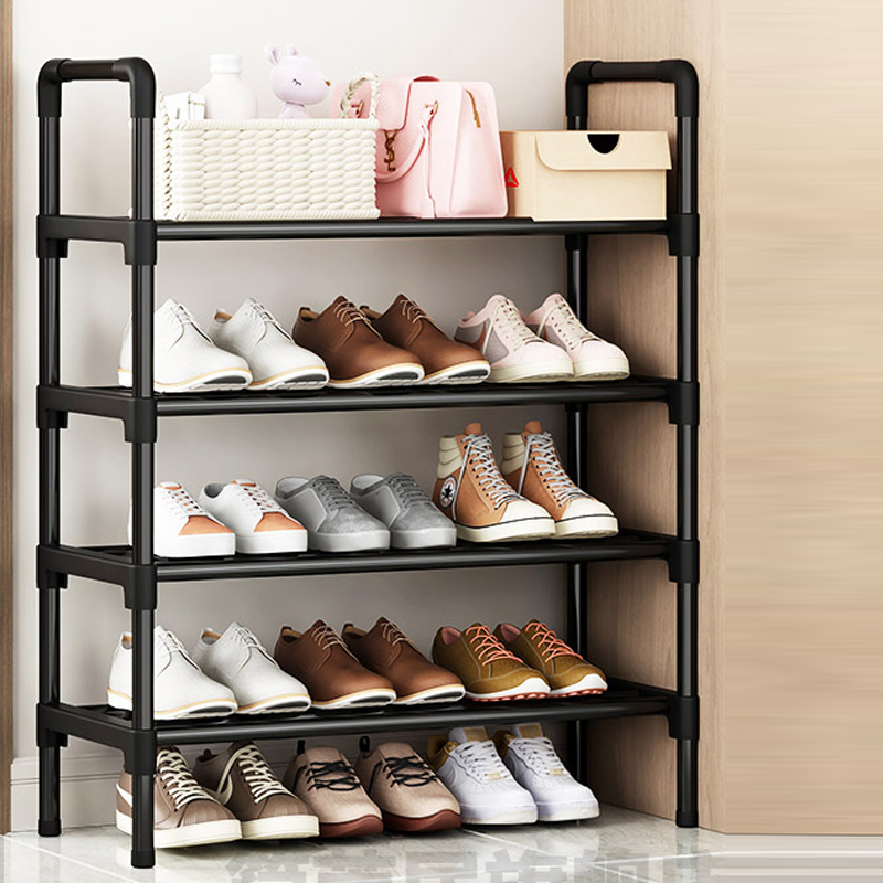 Black Elevated Shoe Rack Small Simple Multi-layer Shoe Cabinet Home Entrance Rental Housing Dormitory Storage Rack: DARK GRAY