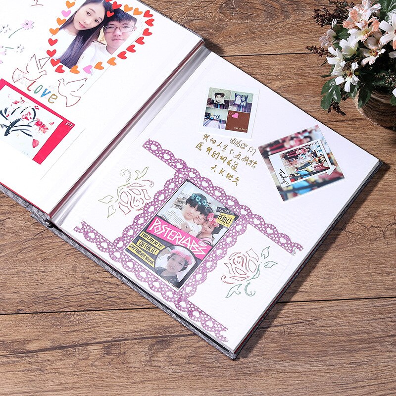Novo linho 16 polegada diy álbum de fotos amantes presente de aniversário casamento fotos do bebê foto ablum scrapbook álbuns de papel para o amante casamento