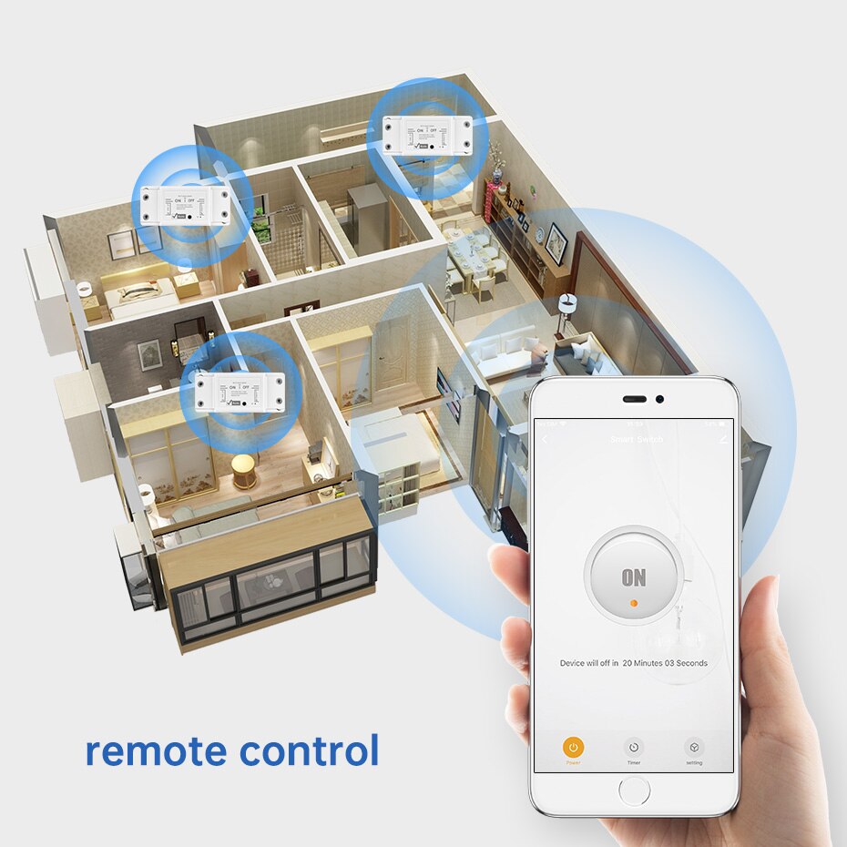 Wifi Smart Home Switch LED Light Breaker Wireless Remote Tuya Smart Life APP Control Work with Alexa Google Assistant IFTTT